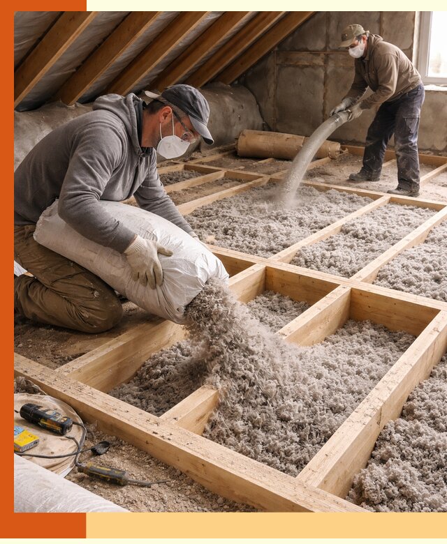 Заполнение полостей чердачного перекрытия в Энгельс качественно и надёжно